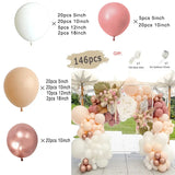 Triogift Boho Dusty Retro Pink Balloons Garland Arch Kit Bride Wedding Birthday Party Decoration Girls Baby Shower Rose Gold Ballon Chain