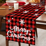 Triogift Merry Christmas Red Black Grid Snowflake Table Runner Christmas Decoration For Home  Navidad Natal Xmas Tablecloth New Year