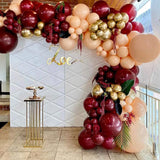 Triogift 136Pcs Burgundy Balloon Garland Arch Kit Blush Metallic Gold Latex Balloons for Wedding Bachelorette Bridal Birthday Decoration