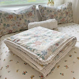 Triogift Pure Cotton Summer Cooling Duvet Four-Piece Set Lace Soybean Fiber Airable Cover