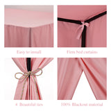 Triogift Pink/Black king Four Corner Post Bed Canopy Bed Curtains Sheer Canopy for Adults Bedroom Decoration Lightproof Windproof Twin