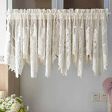 Triogift  1PC Lace Floral Short Curtain for Kitchen Small Window Sheer Drape Porch Cabinet Study  Special Rod Pocket #E