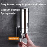 Triogift  Bathroom Manual Press Soap Dispenser Stainless Steel Hand Sanitizer Holder Wall Mount Soap Shampoo Head Shower Liquid Dispenser