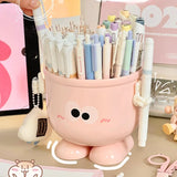 Triogift Creative Pen Holder with Hook Table Cute Stationery Storage Box Pen Holder Rack Student Children Girls Desk Organizer Kawaii