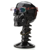 Triogift  Resin Back Skull Decoration Helmet Glasses Bracket Black Skull with Spine Table Decoration Figurines & Miniatures Crafts