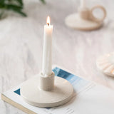 Triogift Ceramic Candle Holder for Pillar Taper Candle White Pottery Candlestick Wedding Decoration Table Decorative Candle Holder