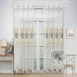 Triogift 1PC Europe Beige Embroidery Sheer Curtain for Living Room Velvet Wave Bottom Voile Window Drape Custom Home Decoration