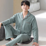 Triogift  High Quality Pure Cotton Men Pajamas Set Large Size Home Cloth Autumn Winter Male Comfortable Soft Sleepwear Suit Teen Pyjamas