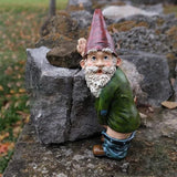 Triogift Creative Urinating Gnome Statue Resin Crafts White Bearded Old Man Dwarf Sculpture Christmas Garden Courtyard Decoration