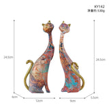 Triogift 1 Pair Elegance Couple Cat  European-style Oil Painting Couple Cat Cats Decor Home Animal Resin Ornaments Lover Valentine's