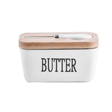 Triogift Butter Container Ceramic Box Restaurant Sealed Storage Box Cheese Boxwith Knife Butter Slicer Butter Dish Tableware