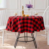 Triogift Plaid Table Cloth American Red Black Check Party Decoration Hotel Restaurant Party Round Table Towel Placemat Spot