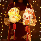 Triogift  Mid-Autumn Festival Gift Lantern Diy Material Bag Luminous Portable Lamp National Tide Cartoon Rabbit Lantern Night Market