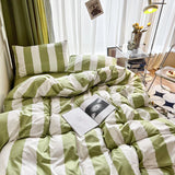 Triogift Ins Light Luxury Retro Style Small Fresh Thick Strip Four-piece Bedding Student Dormitory Three-piece Set