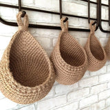 Triogift  1pc Handwoven Wall Hanging Fruit Vegetable Basket Teardrop Plant Basket Kitchen Table Wall Hanging Storage Basket Container