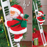 Triogift  Electric Climbing Ladder Santa Claus Doll Toys Funny Christmas Ornaments Gift New Year Christmas Tree Hanging Home Decor Gifts