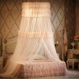 Triogift Luxury Brand Mosquito Net Double Bed Princess Palace Style Red Wedding Lace Bed Curtain Canopy Bed Curtain Hanging Mosquiteiro