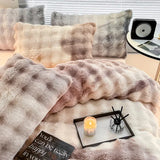 Triogift  Super soft Rabbit Fur Blanket double-sided Bubble Fleece bed cover thicken blankets for winter sofa cover Bedspread on the bed