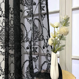 Triogift 1PC Luxury Black Sheer Curtain for Living Room Voile Drape Kitchen Window Door Study Balcony Grommet Ring