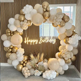 Triogift 105pcs White Sand Gold Balloons Garland Arch Kit,Boho Wedding Baby Shower Anniversary Day Mother's Day Party Decorations