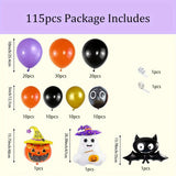 Triogift 115PCS Halloween Balloon Wreath Set Pumpkin Ghost Foil Balloon Halloween Birthday Anniversary Ball Day of The Dead Decoration