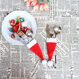 Triogift  1-10Pcs Mini Santa Hat Christmas Tableware Holder Bottle Wine Bottle Covers Velvet Lollipops Caps Cover Hats Xmas Party Decor