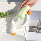 Triogift Ceramic Cute Duck Soap Dish, Self Draining Soap Holder for Shower