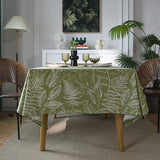 Triogift Table Cloth Green Leaf Sketching Dining Table Cover Print Fabric Art Rectangle Sage Green Non-fading Strong Abrasion Resistance