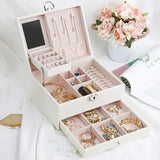 Triogift Fashion Leather Jewelry Box Case Jewelry Package Storage Large Space Jewelry Ring Necklace Bracelet