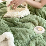 Triogift  -  Spring Winter Warm Blanket Imitation Wool Thicken Flannel Blankets for Bed Sofa Soft Skin Friendly Warmth Comforter Washable