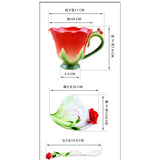 Triogift  -  Chinese Colorful Ceramic Coffee Cup Saucer Enamel Flower Mug Wedding Gift Creative Afternoon Camellia Tea Cup Breakfast Milk Mug