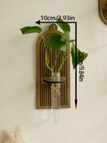 Triogift Wood Wall Vase for Green Plant Wall Mount Flower Vase Tube Boho Home Decoration Pastoral Style Plant Holder Living Room Ornament