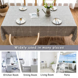 Triogift Rectangular Dustproof Tassels Table Cover,Linen Cotton Embroidery Lattice Tablecloth,for Kitchen Dinning Coffee Table Decoration