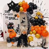 Triogift 80pcs Halloween Balloons Garland Arch Kit Orange Black white Gold Balloons for Halloween Graduation Party Decorations Supplies