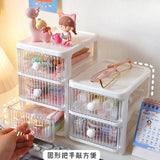 Triogift Student Desktop Stationery Storage Box, Office Drawer Style Tape Hair Accessory Storage Cabinet