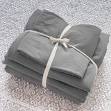 Triogift Washed Cotton Duvet Cover Set, Minimalist Style Bedding Set, Plain Simple Sheet, 2 Pillow Cases