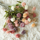 Triogift  Artificial Flower 5 Head Dandelion False Flower 51cm Small Thorn Ball Hydrangea Simulation Plant For Home Wedding Decorations