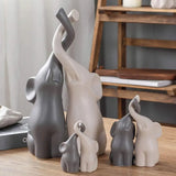 Triogift Ceramic Elephant Figurines for Living Room Creative Miniatures Animal Ornaments Crafts and Furnishings 2PCs