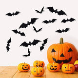 Triogift  44PCS 3D Black PVC Bat Decoration Halloween Party DIY Decor Wall Sticker Bar Room Halloween Party Scary Decoration Props