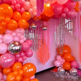 Triogift 126pcs Hot Pink Orange Metallic Silver Balloon Garland Arch Kit for Summer Wedding Birthday Party Decorations Baby Shower Supply