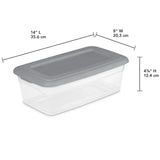 Triogift Sterilite Set of (10) 6 Qt. Clear Plastic Storage Boxes with Gray Lids