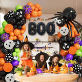 Triogift 141pcs Spooky Halloween Balloon Arch Garland Kit Black Orange Purple Confetti Eye Ghost Latex Ball Party Classroom Birthday Deco