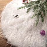 Triogift  78/90/122cm Christmas Tree Skirt White Plush Faux Fur Xmas Tree Carpet Cover Mat Navidad Decoration For Home Decor