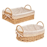 Triogift Woven Storage Baskets Kitchen Organizer Handwoven with Handles Cosmetic Box for Breakfast Fruit Bedroom Bathroom Home Decorative