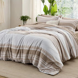 Triogift Comforter Set, Striped Bedding Set All Season, Bed in a Bag with Comforter, Sheets, Pillowcases & Shams, Twin, Cal King