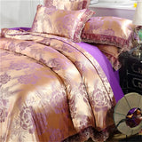 Triogift Nordic Satin Jacquard Duvet Cover Set Luxury Flower Bedding Set Adlut Quilt Cover Pillowcases Sheet Twin Queen King Home Texiles