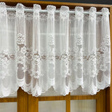 Triogift 1PC White Lace Floral Short Curtain for Kitchen Window Sheer Drape Cabinet Dustproof Home Decoration #E