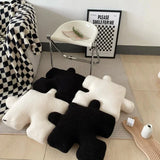 Triogift  Blacket White Irregular Jigsaw Seat Cushion Chair Soft Back Cushion Home Decor Throw Pillow Comfortable Teddy Velvet Cushions