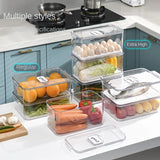 Triogift Refrigerator Storage Box Food Vegetable Fruit Fresh Preservation Transparent PET Box Drain Kitchen Organizer Storage Containers