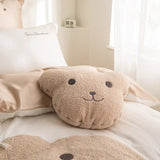 Triogift Lovely Bear Embroidery Pure Cotton Bedding Set High-end 60s Long-staple Cotton Duvet Cover Set with Sheet Bed Set 3 Pcs To 7 Pcs